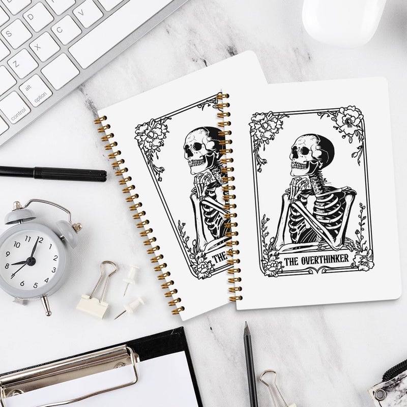 CQM 2 Pcs the Overthinker Goth Tarot Spiral Notebook Skull Gothic Tarot Cards Journaling Notebooks Gifts for Women Teacher Friend Teens College Ruled Notebook Journal, Classroom Office Supplies - Image 4